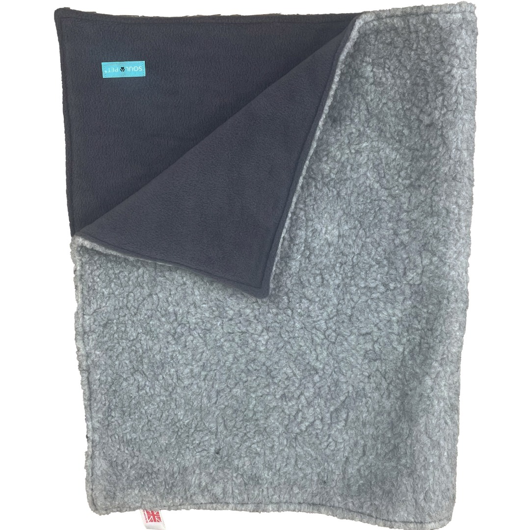 SoulPet Plush Country Grey Fleece Dog Blanket with Sherpa Fleece Back in 3 sizes