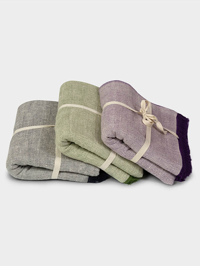 Purple Yoga Studio organic cotton two toned yoga blanket