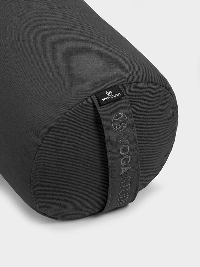 Grey Long buckwheat yoga bolster meditation cushion 62cm x 23cm