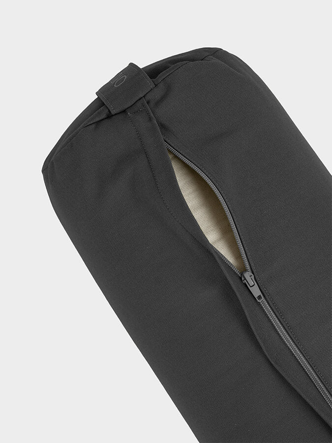Grey Long buckwheat yoga bolster meditation cushion 62cm x 23cm