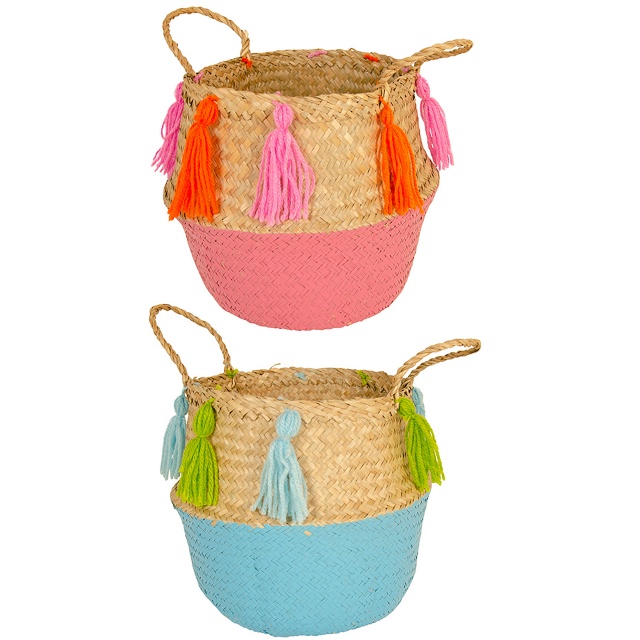 Seagrass Tassel Basket in 2 colours & sizes