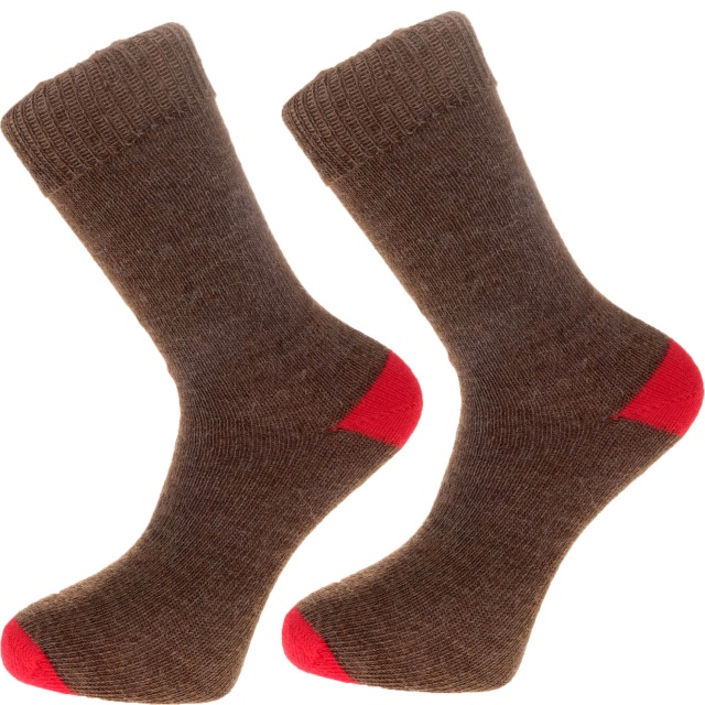 The Alpaca Every Day Heel and Toe Contrast Socks Brown/Red