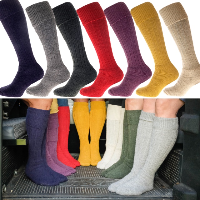 Alpaca knee high shooting, hiking skiing sock. Roll over top. 75 