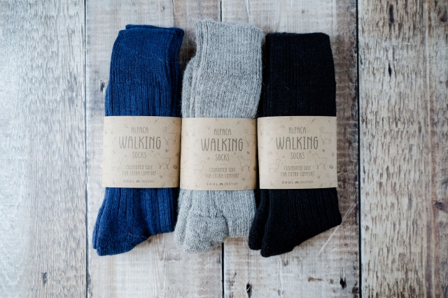 Gift Pack Idea E  3 pairs of Alpaca Walking Socks, Cushioned Sole,  75% Alpaca Wool