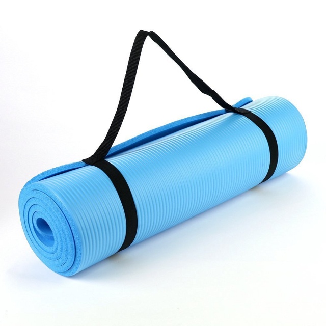 NBR Light Blue 15mm Thick Exercise Fitness Gym Yoga Mat 190cm x 62cm