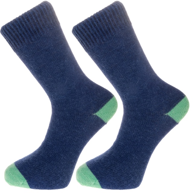 The Alpaca Every Day Heel and Toe Contrast Socks Navy/Pea