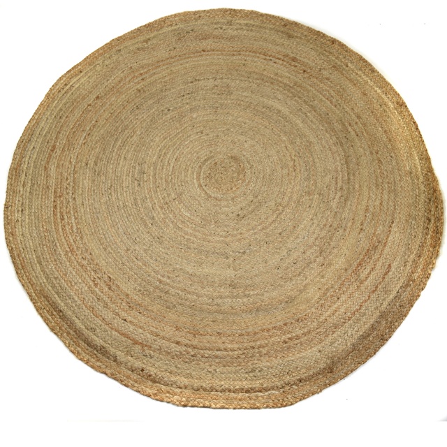 Large round 100% sustainable and hard-wearing jute rug, 150cm diameter