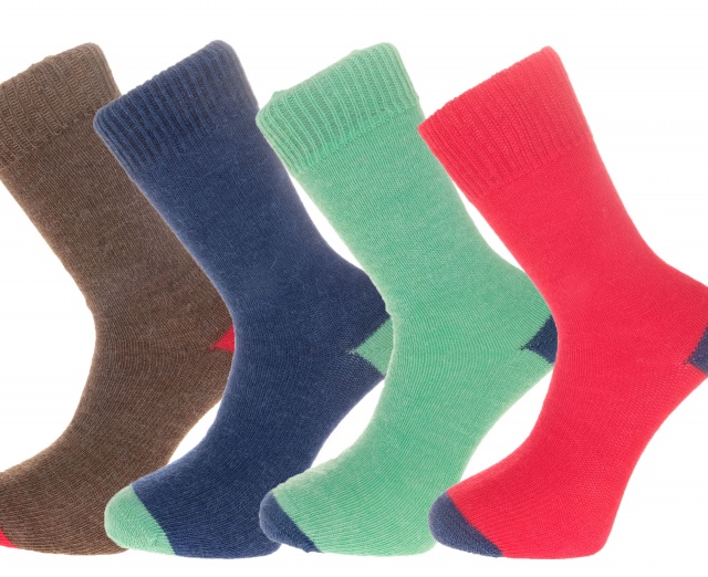 Gift Pack Idea O 4 pairs of Alpaca Heel and Toe Contrast Socks, 55% Alpaca Wool.  Alpaca Sock