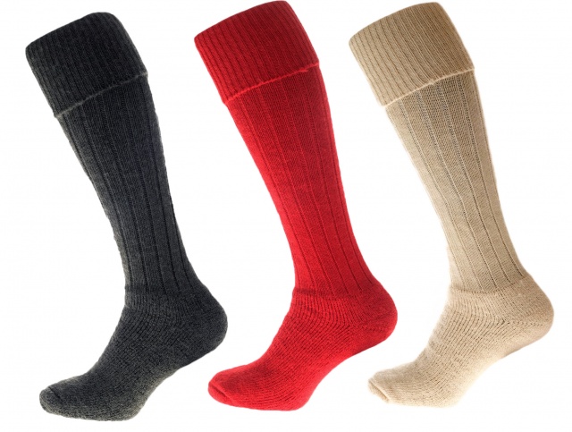 Gift Pack Idea A 3 pairs of Alpaca Country Socks, Knee High Turn Down, Cushioned Sole,  75% Alpaca Wool
