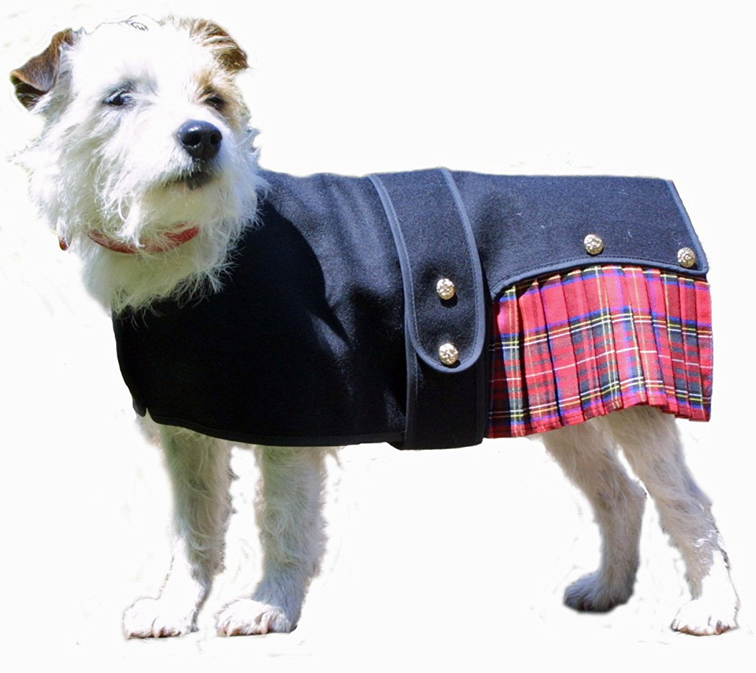 Black Kilt Jacket Dog Coat Royal Stewart or Black Watch Tartan