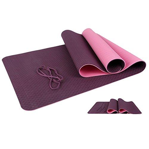 Plum Pink TPE Yoga Mat Pilates Fitness Slip-resistant Mat Thickening Yoga Blanket Dance Mat