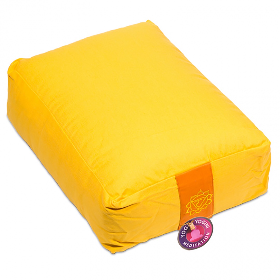 Yellow Rectangular Bolster Cushion. Size 38cm x 28cm x 15cm