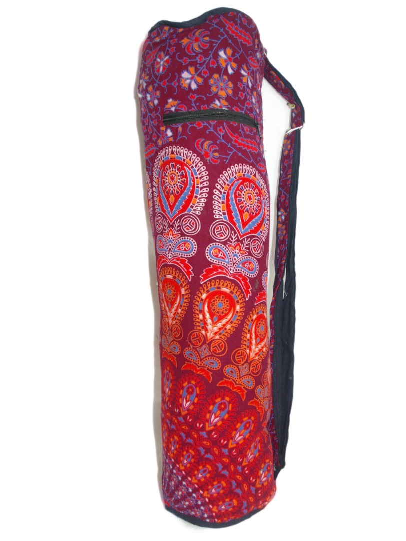 Maroon Fair Trade Indian Handmade Brightly Coloured Yoga Mat Bag 82cm x