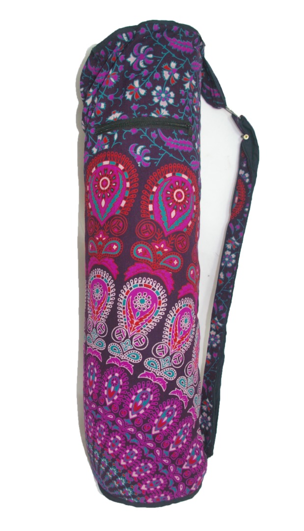 Purple Fair Trade Indian Handmade Brightly Coloured Yoga Mat Bag  82cm x 22cm  100% Cotton