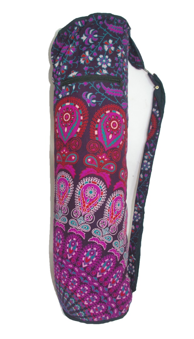 Purple Fair Trade Indian Handmade Brightly Coloured Yoga Mat Bag