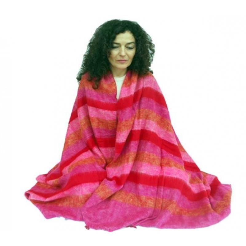 Meditation Yoga  shawl X-large red/pink/orange Rainbow Stripes   Size 115cm x 245cm