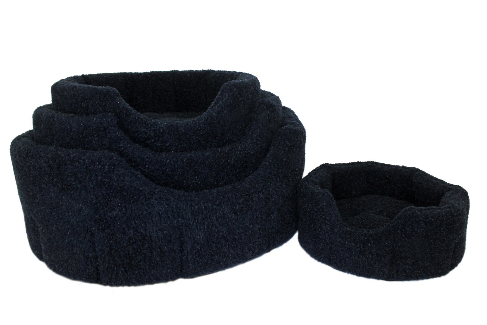 High Sided Luxury Fur Slumbernest Navy Blue Dog Bed