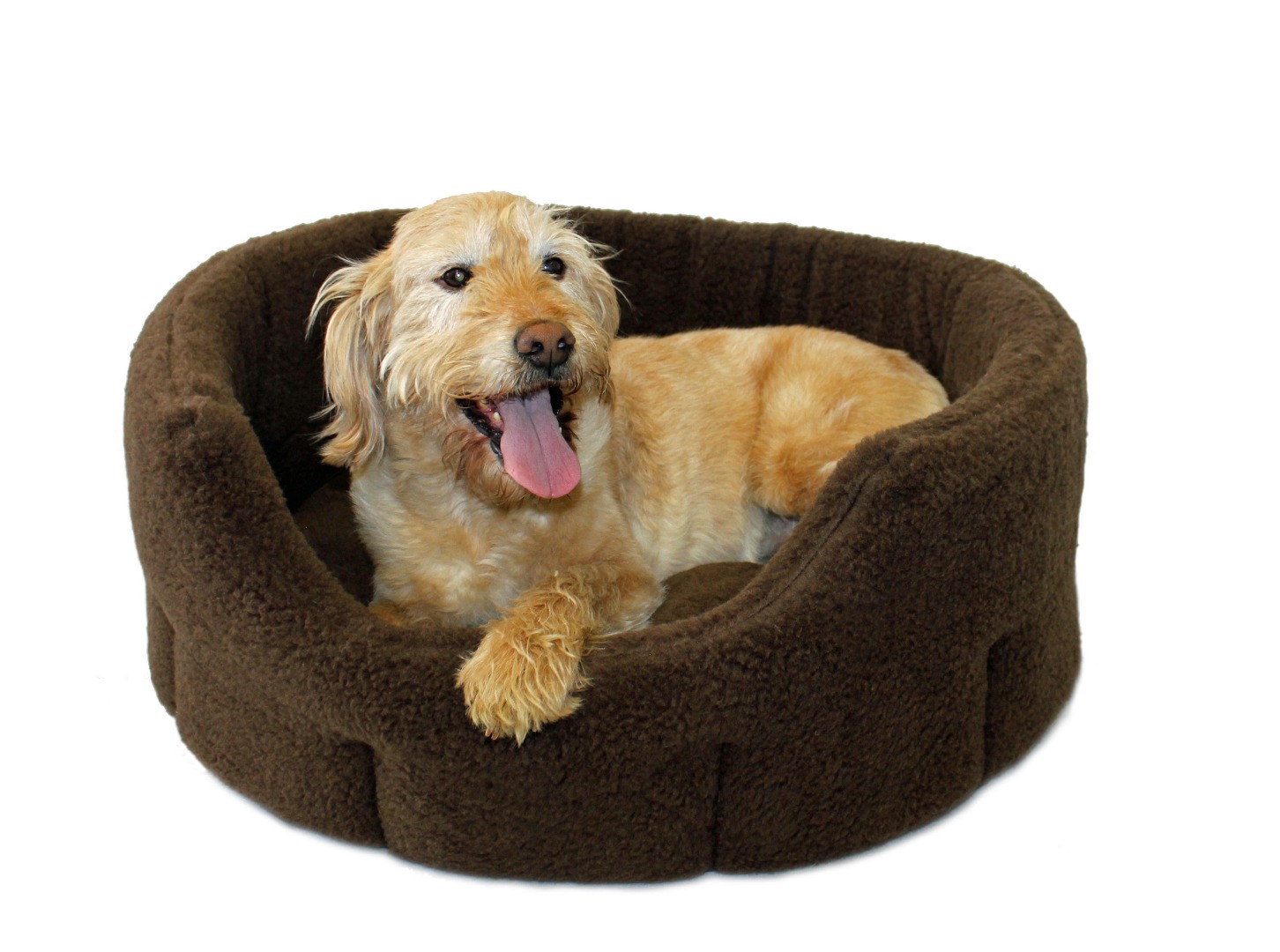 High Sided Luxury  Fur Slumbernest Brown Dog Bed