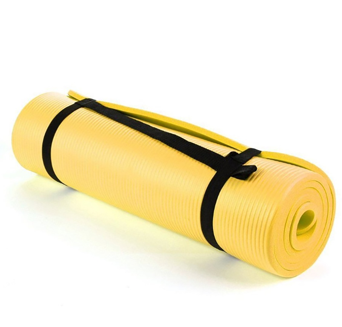 NBR Yellow 15mm Thick Exercise Fitness Gym Yoga Mat 190cm x 60cm