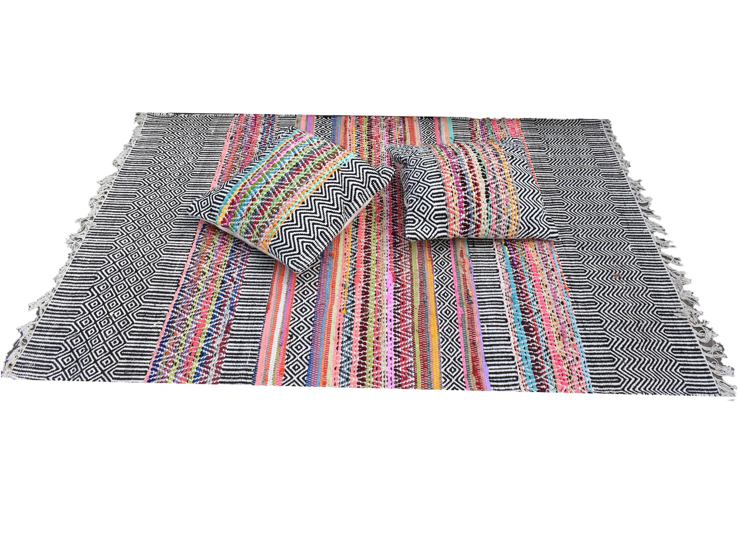 Rishikesh Handloom Recycled Indoor Outdoor Indian Rug 4 Sizes Fair Trade GoodWeave