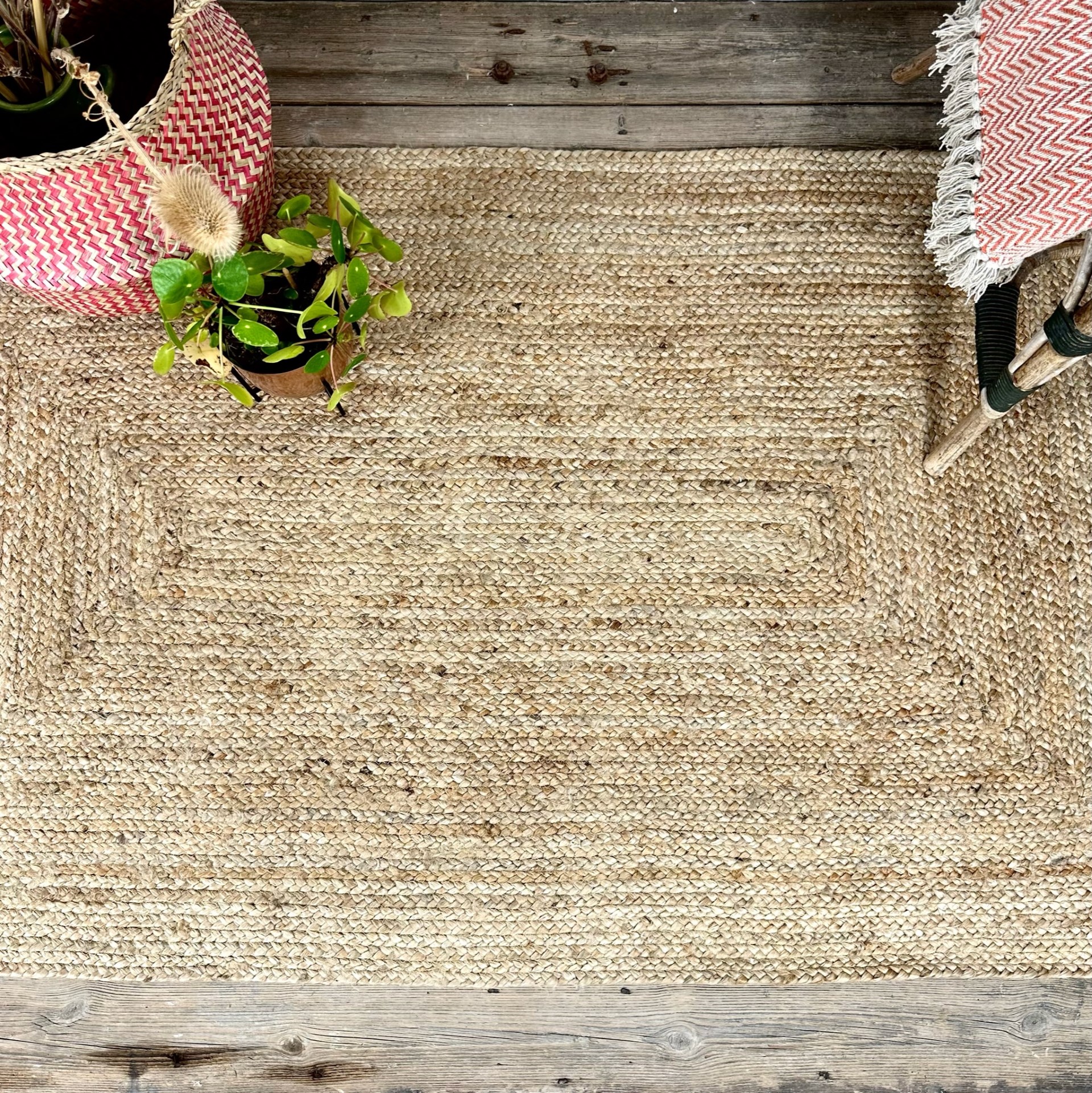 100% Natural Jute Rectangle Rug 5 Sizes Fair Trade