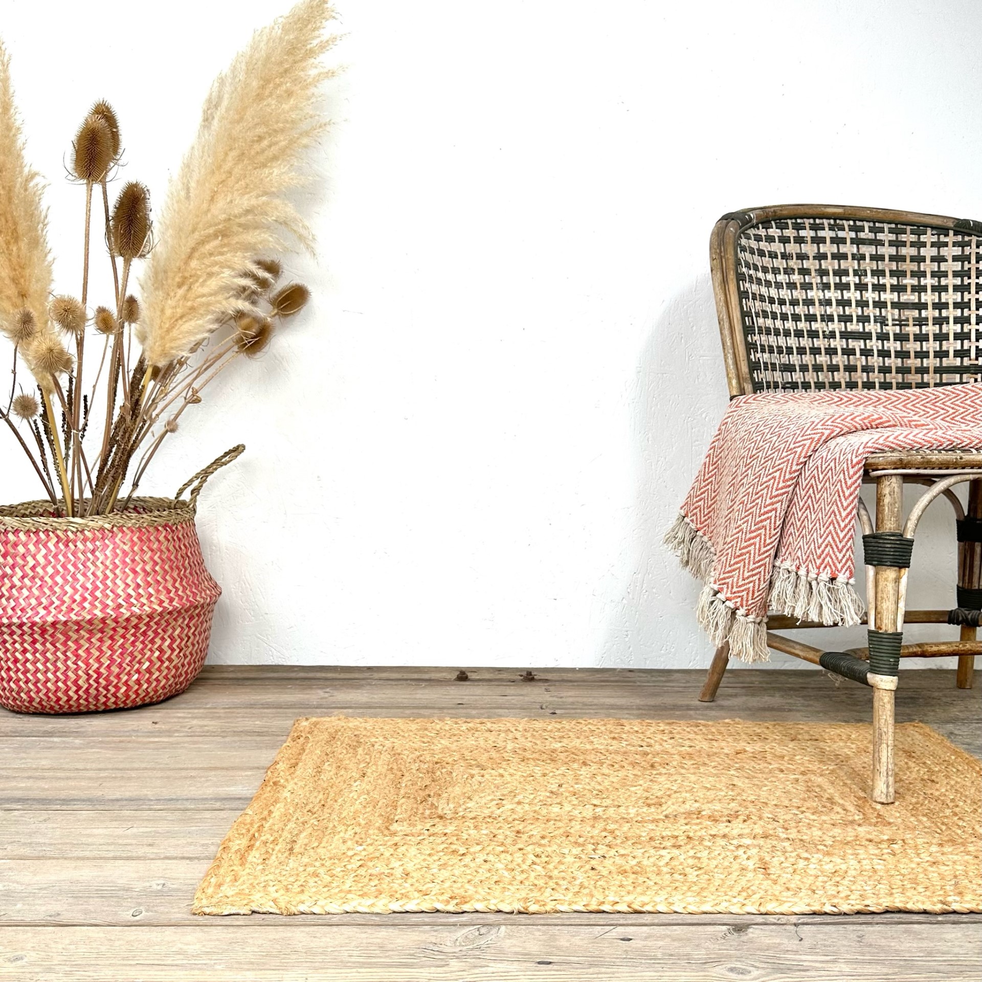100% Natural Jute Rectangle Rug 5 Sizes Fair Trade