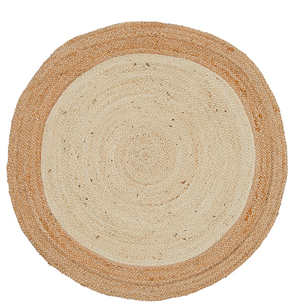 Natural Jute Two Tone Round Rug 2 Sizes Fair Trade GoodWeave