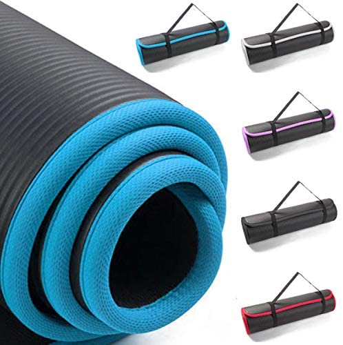 Tear resistant 12mm NBR Yoga exercise Mat with contrasting coloured trim in 6 colours