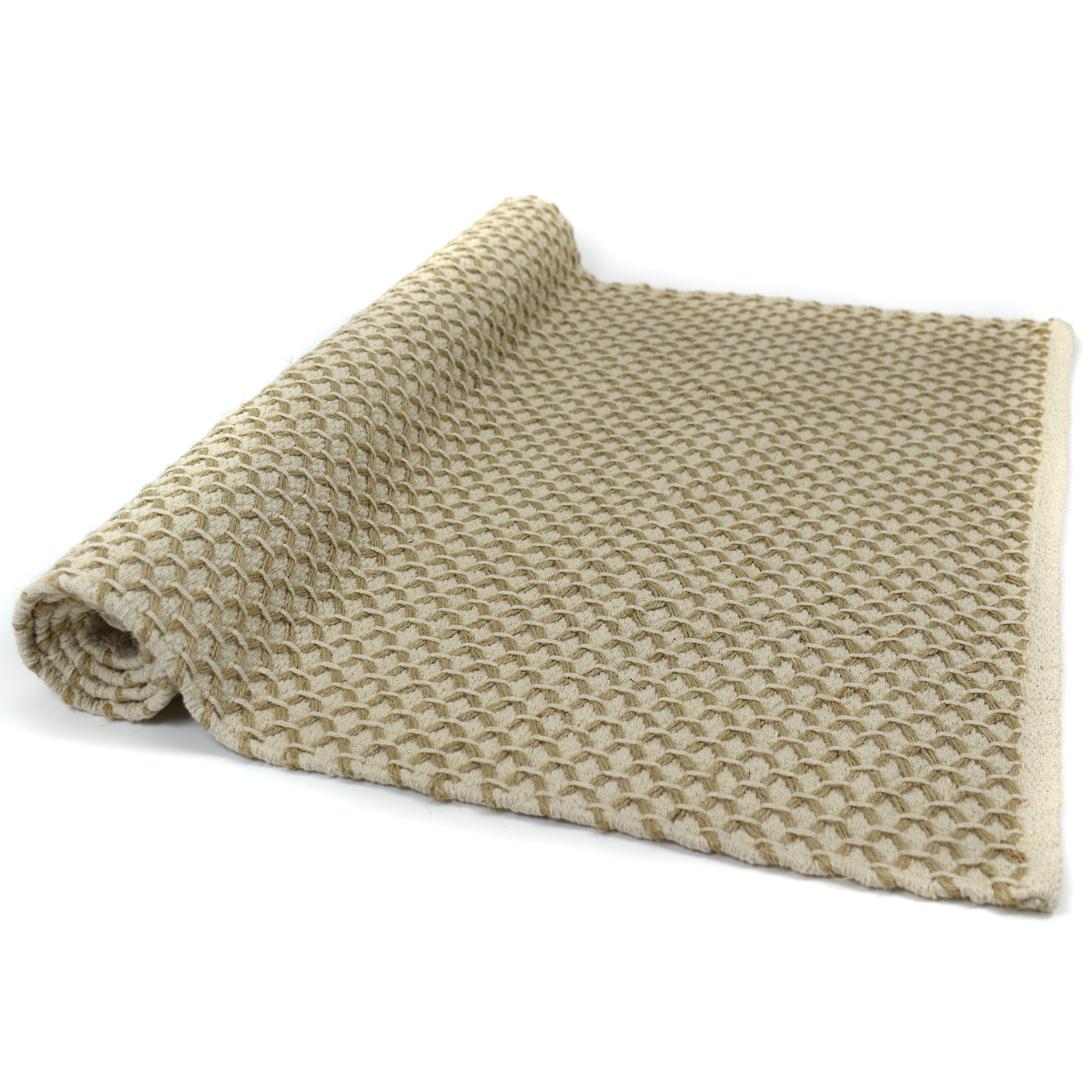 80% Cotton 20% Jute threaded pattern textured rug  Size: 70cm x 120cm