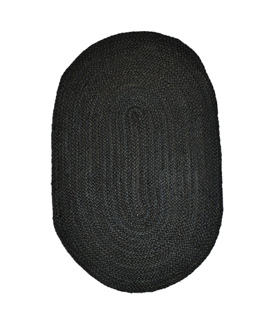 Black Braided Jute Oval Rug 60cm x 90cm  Natural Fibre