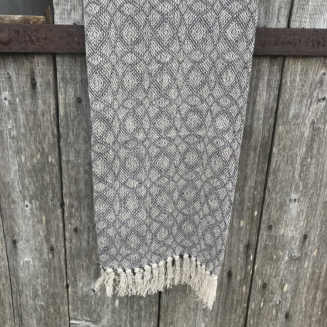 Soft, pastel geometric patterned throw Cotton, Grey 130cm x 150cm