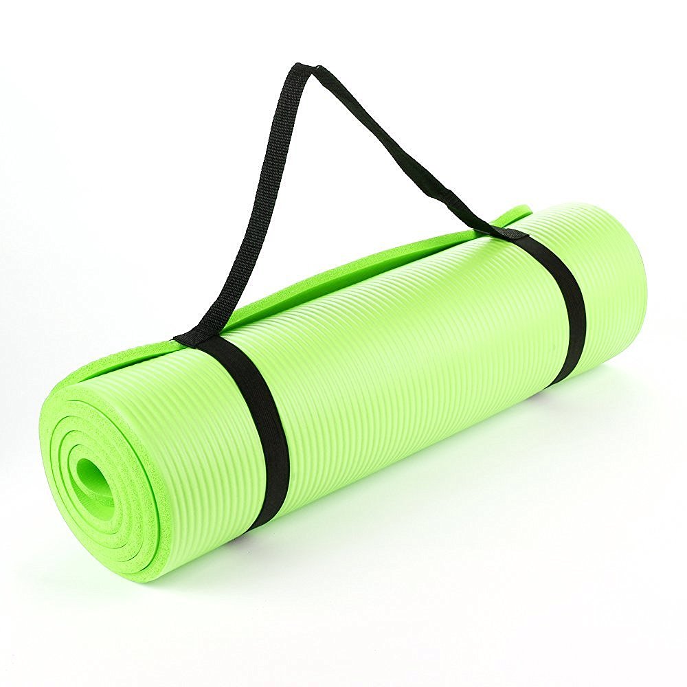 Lime Green NBR 15mm Thick Exercise Fitness Gym Yoga Mat 190cm x 62cm