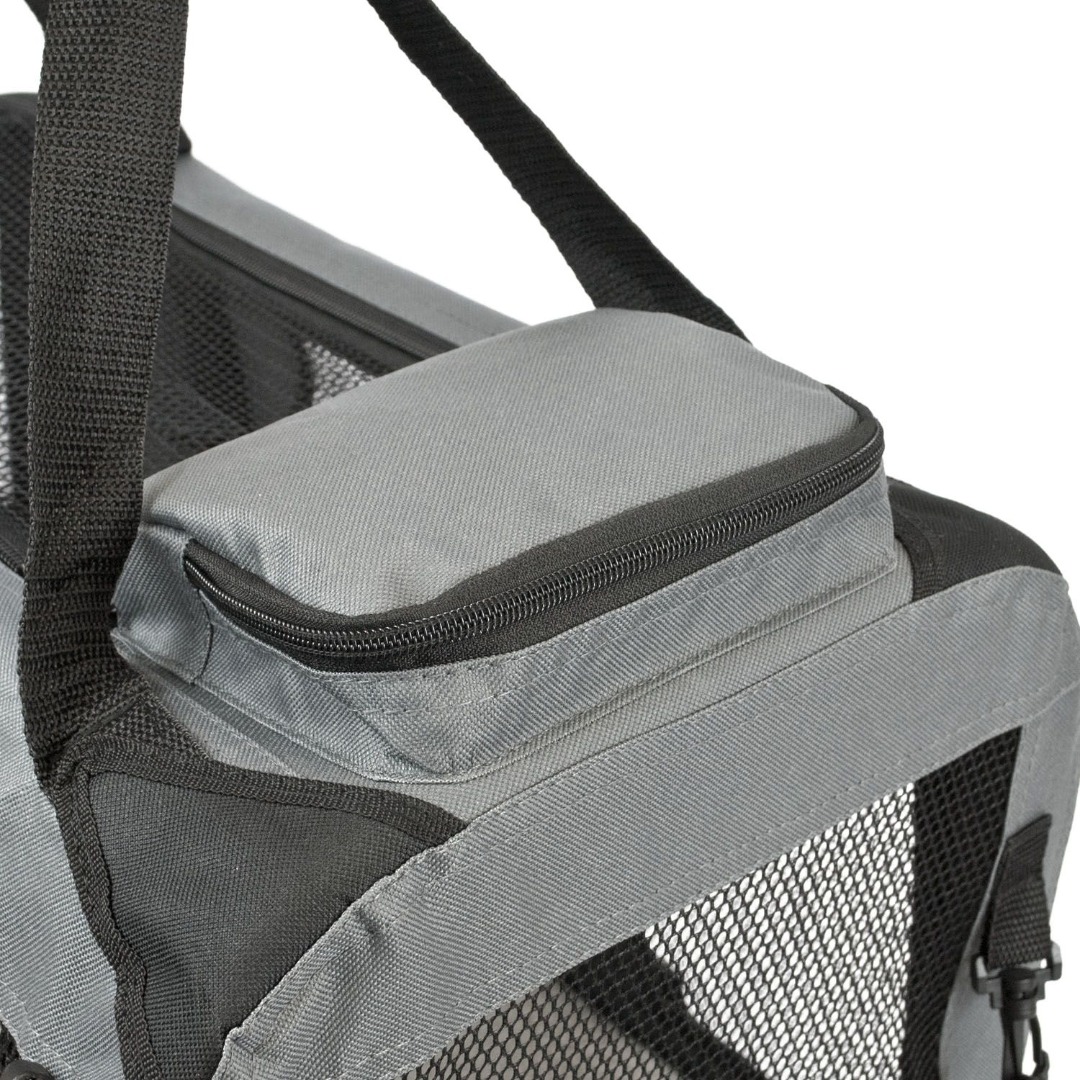 Grey Fabric Dog Crate Carrier Transporter.
