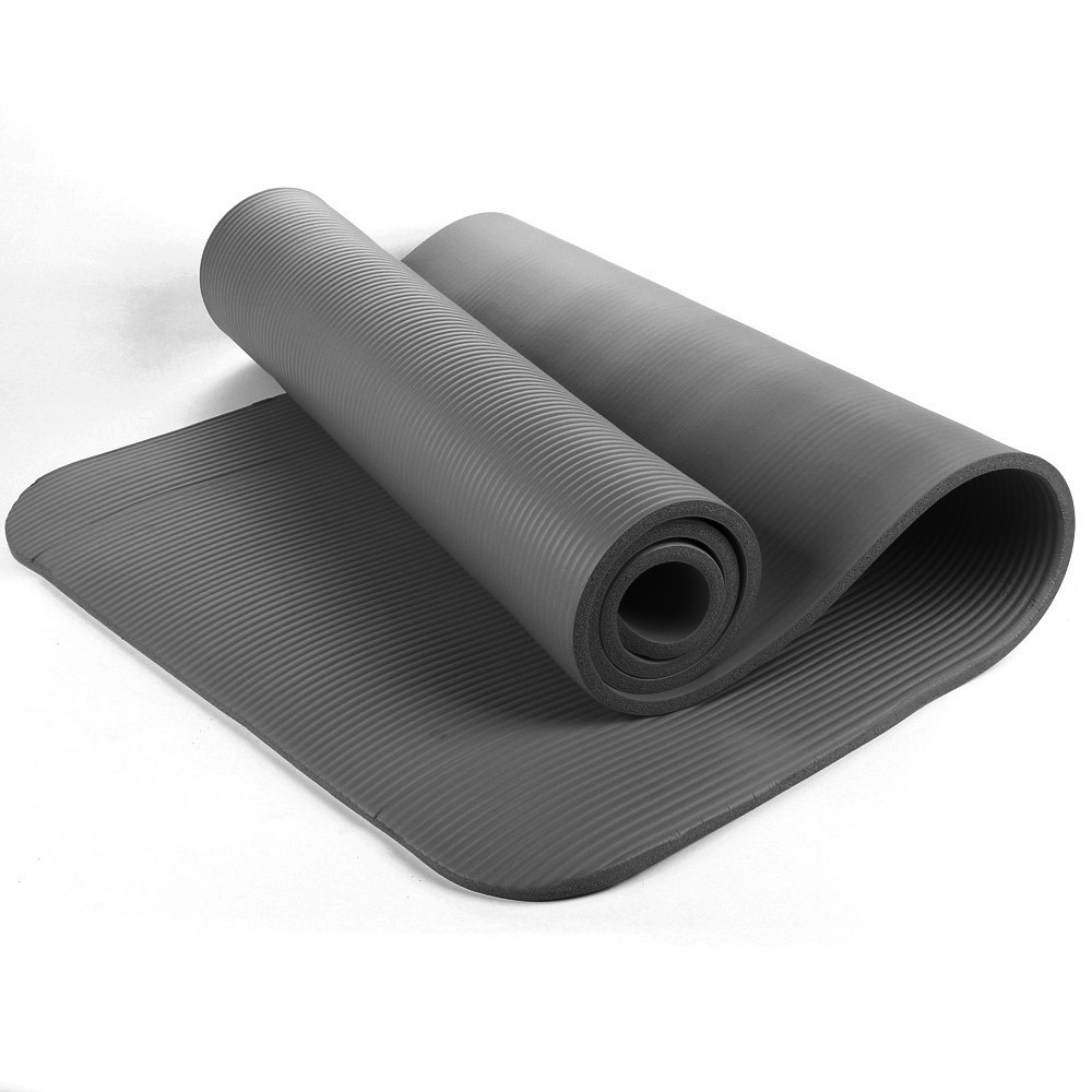 NBR Grey 15mm Thick Exercise Fitness Gym NBR Yoga Mat 190cm x 60cm