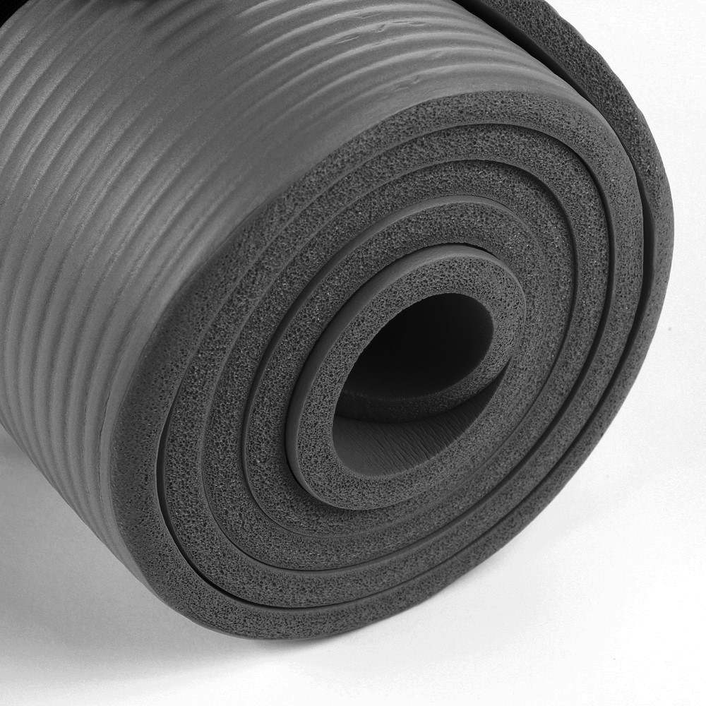 NBR Grey 15mm Thick Exercise Fitness Gym NBR Yoga Mat 190cm x 60cm