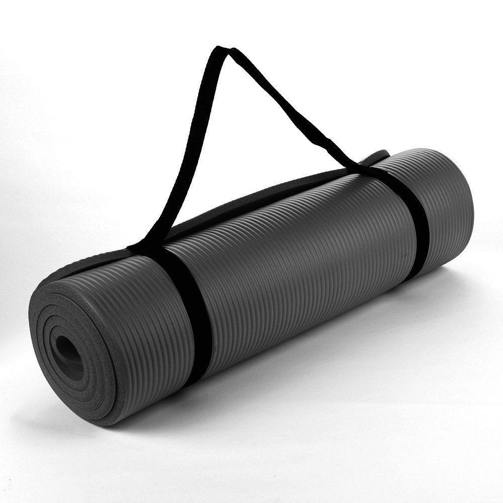 NBR Black 15mm Thick Exercise Fitness Gym NBR Yoga Mat 190cm x 62cm