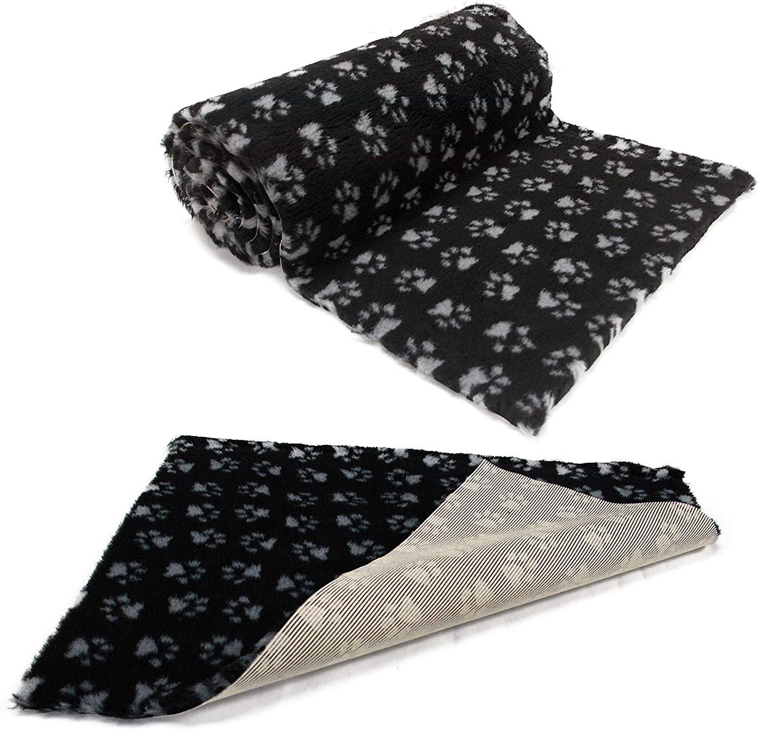 Black Grey Paws Non Slip Vet Bedding. Vet bed cut in squares and rolls Vetbed sizes made by