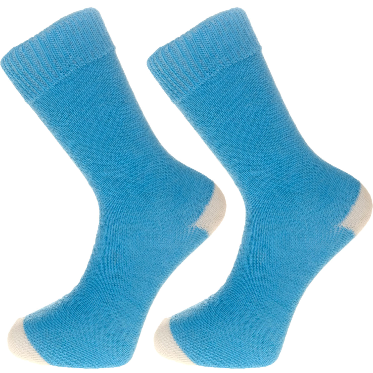 The Alpaca Every Day Heel and Toe Contrast Socks Blue/Ecru