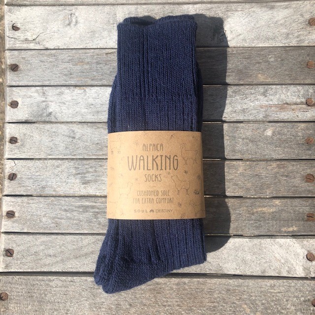 Alpaca walking socks, 75 Alpaca wool. Thick socks with a cushioned sole. Navy