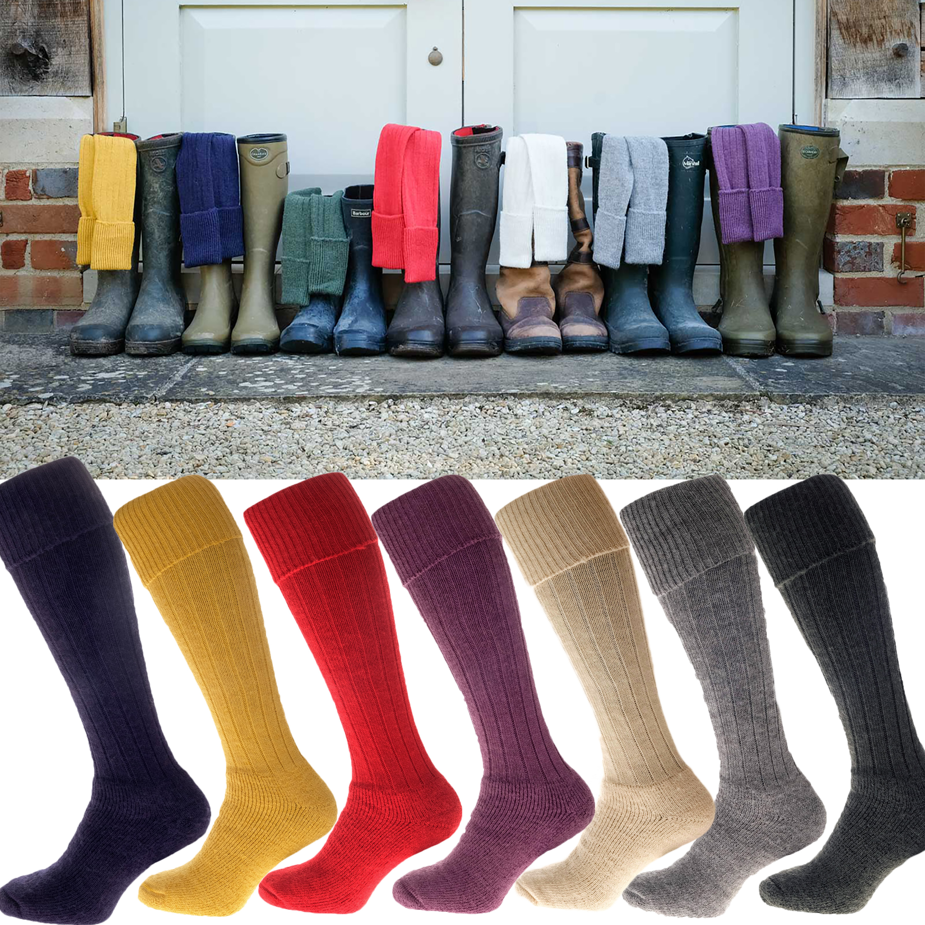 Alpaca Country Socks Warm 75% Alpaca Wool, Long thick Wellie shooting socks