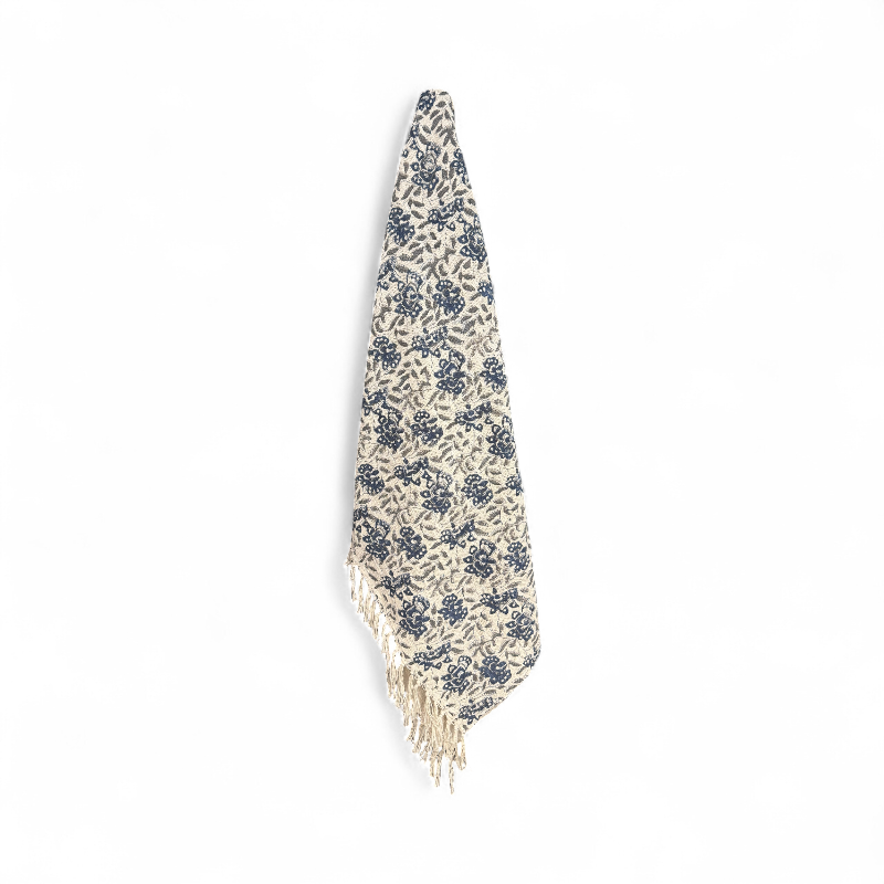 Alaska Blue Patterned Recycled Cotton Throw 130cm x 150cm