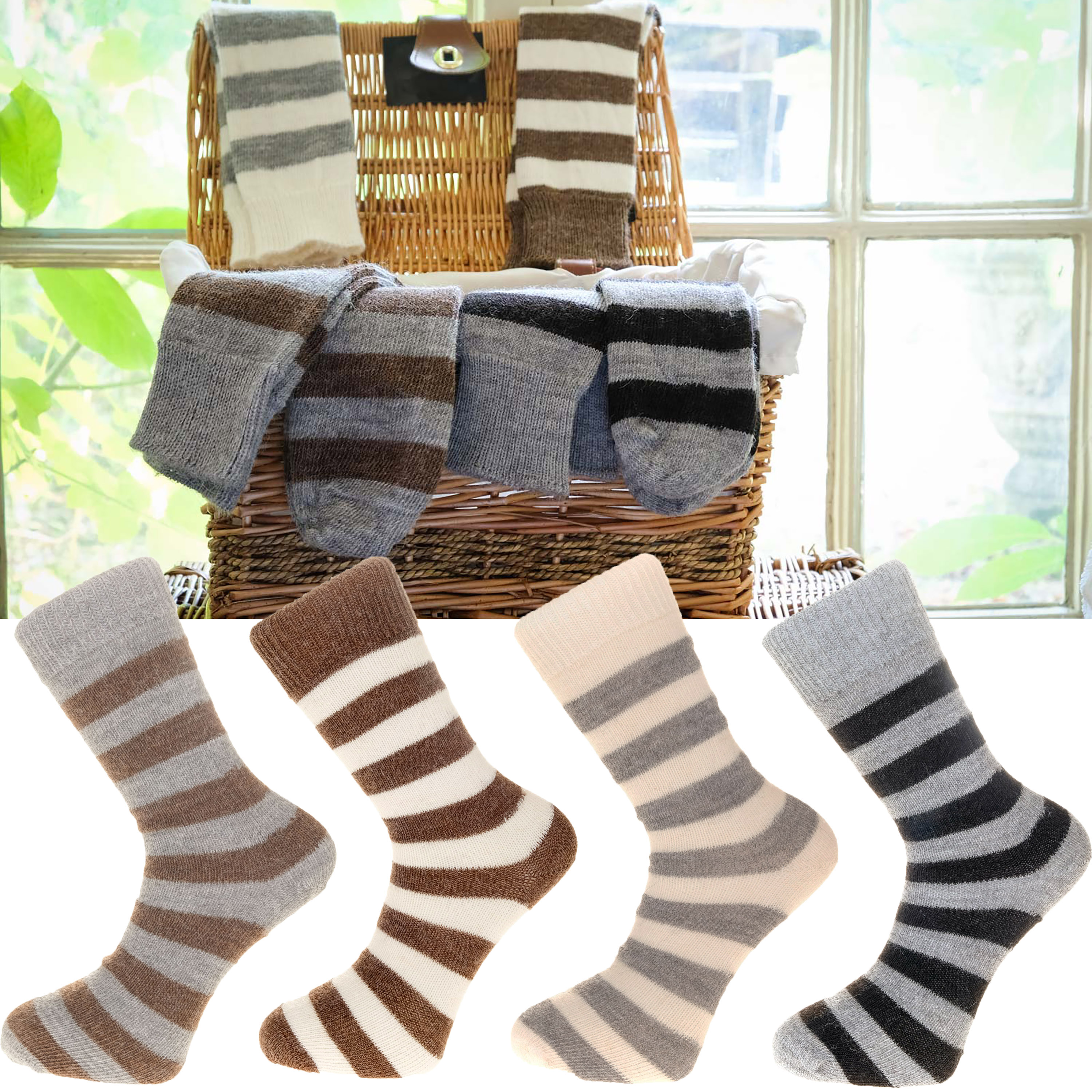 The Alpaca Every Day Striped Socks in 4 colour combinations