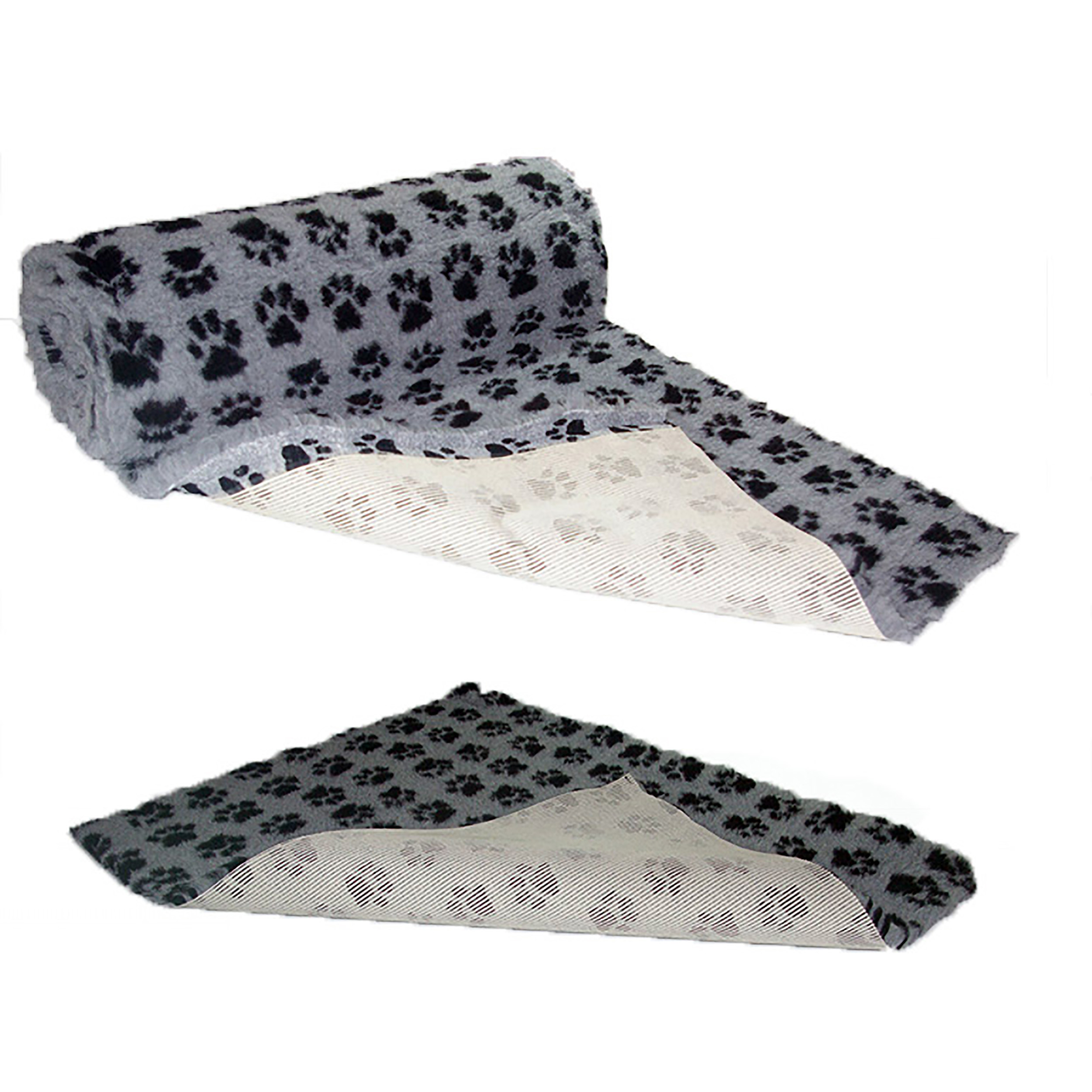 Grey with Black Paws Non Slip Vet Bedding. Vet bed cut in squares and rolls Vetbed sizes made by