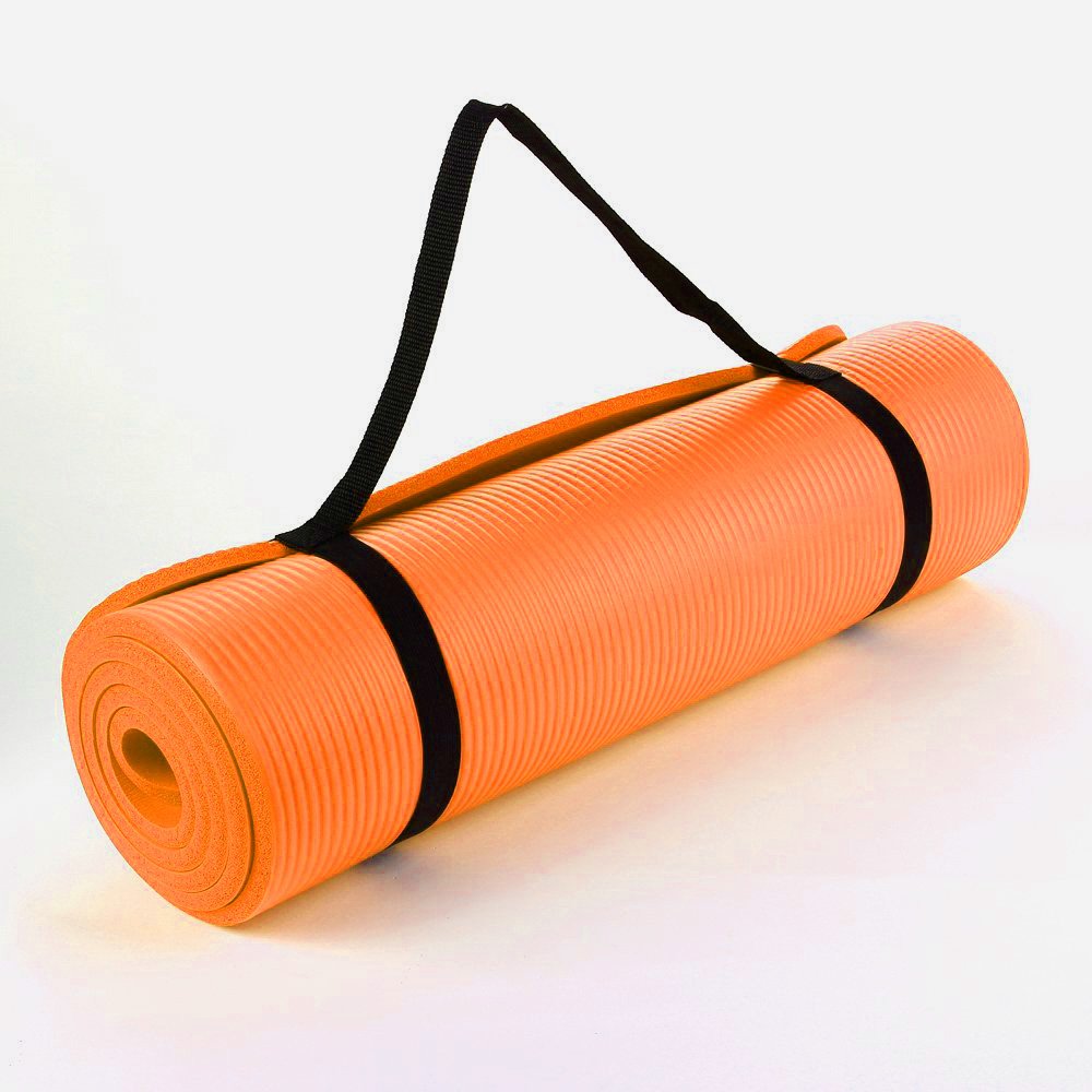 ORANGE 15MM NBR YOGA MAT, Thick yoga Mat size 15mm x 60cm x 190cm Long For  comfort.