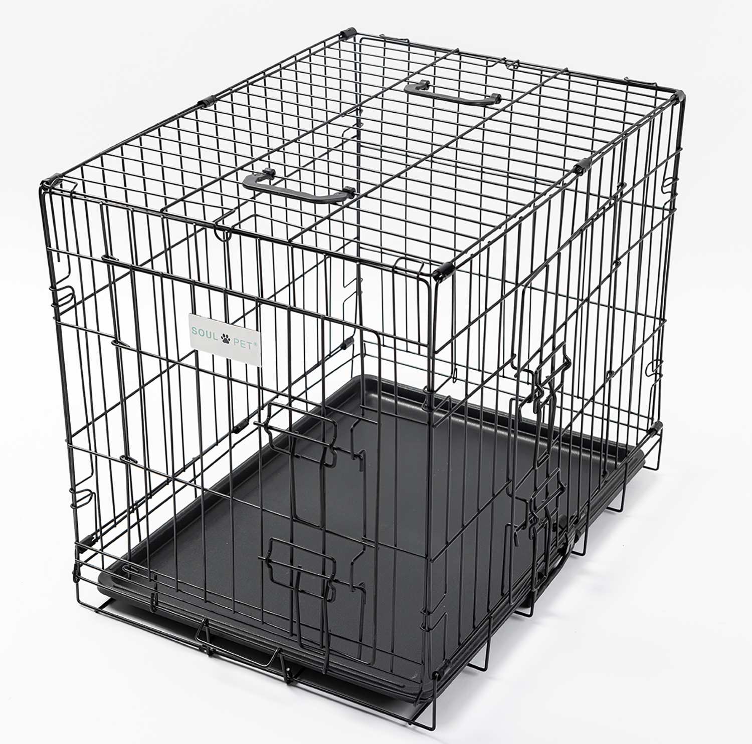 24in Black Metal Dog Cage, Secure Dog Crate