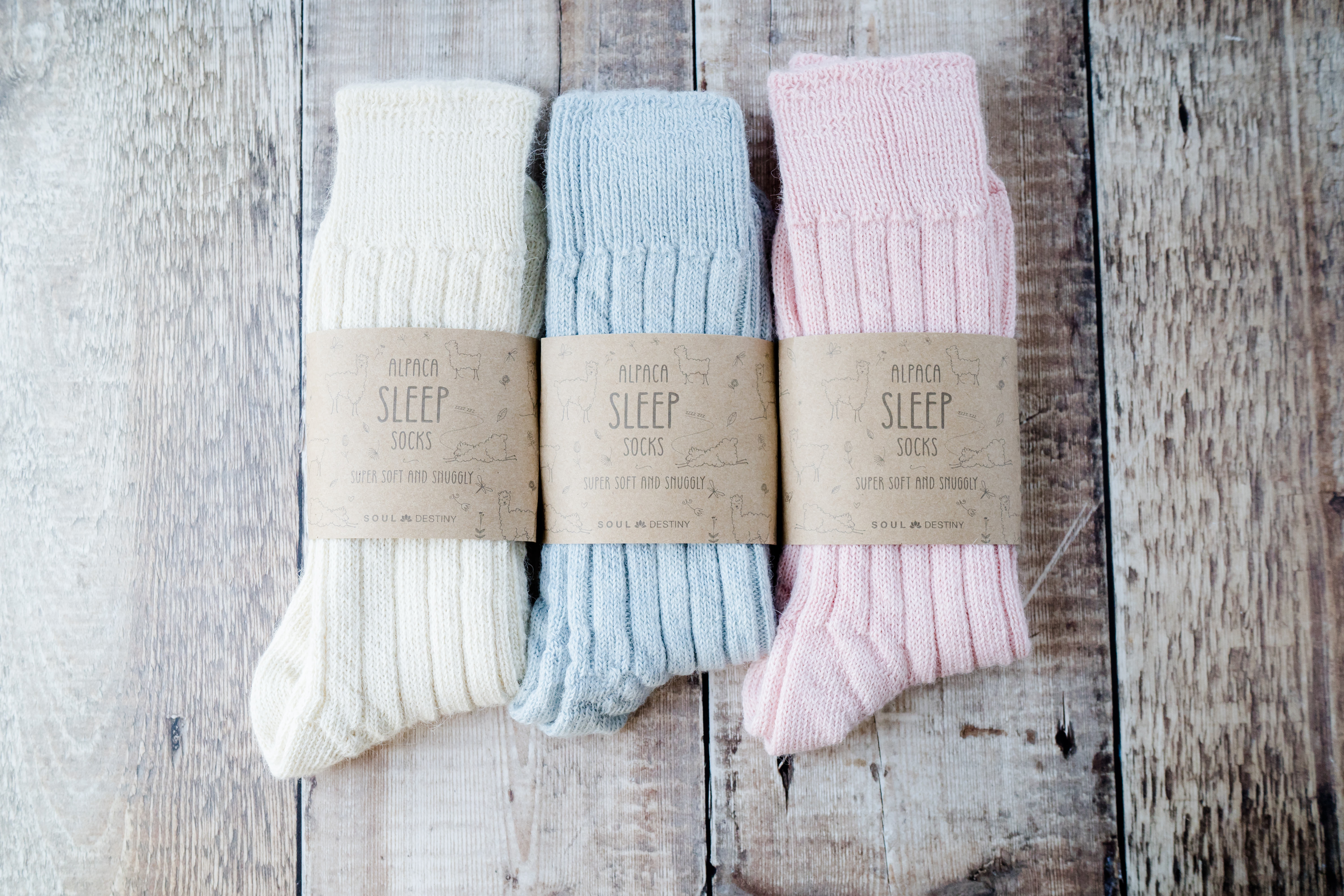 Gift Pack Idea I  3 Pairs of Alpaca Bed Socks Warm and Soft, 90% Alpaca Wool