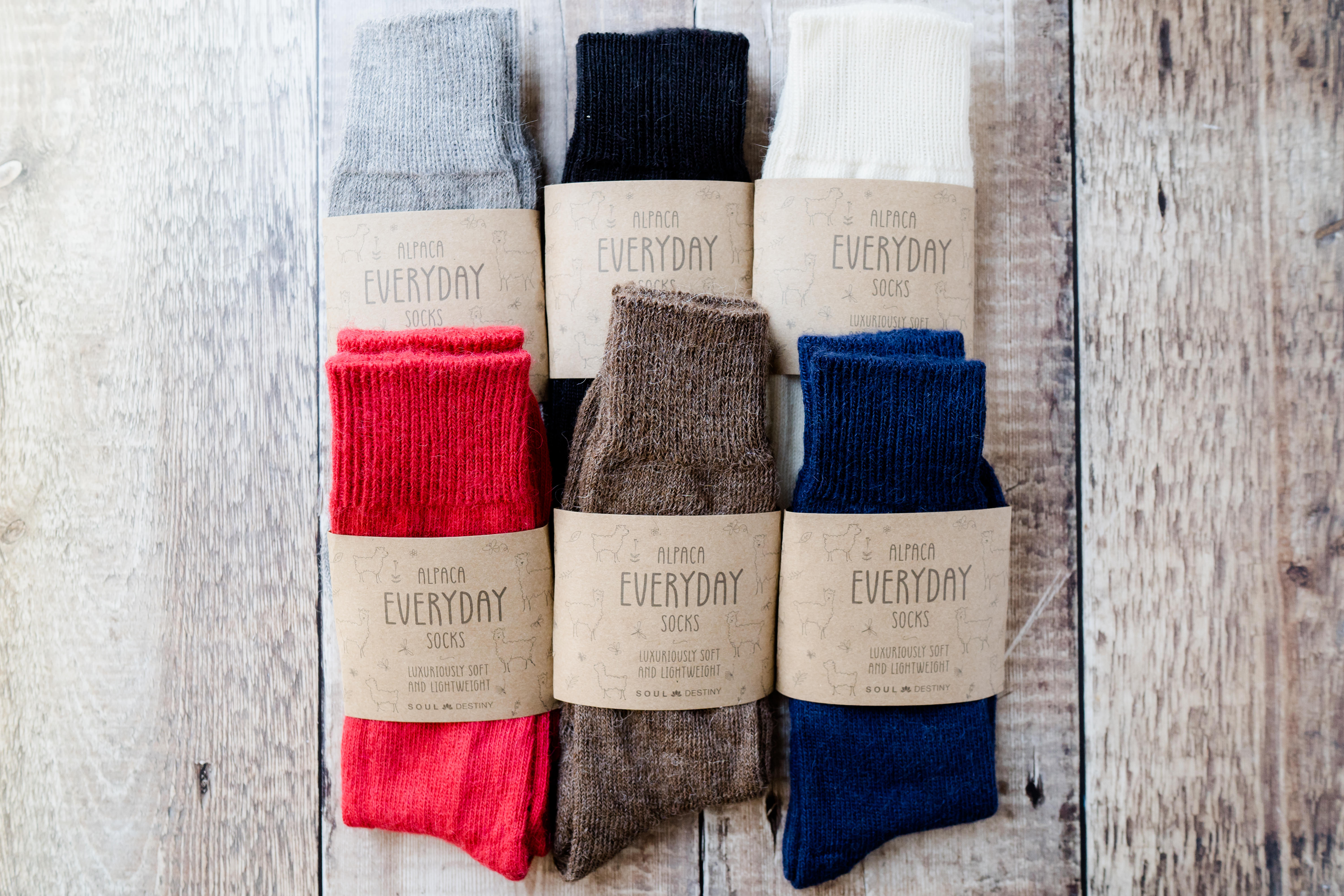 Gift Pack Idea K 6 pairs of Alpaca Every Day Socks, 55% Alpaca Wool