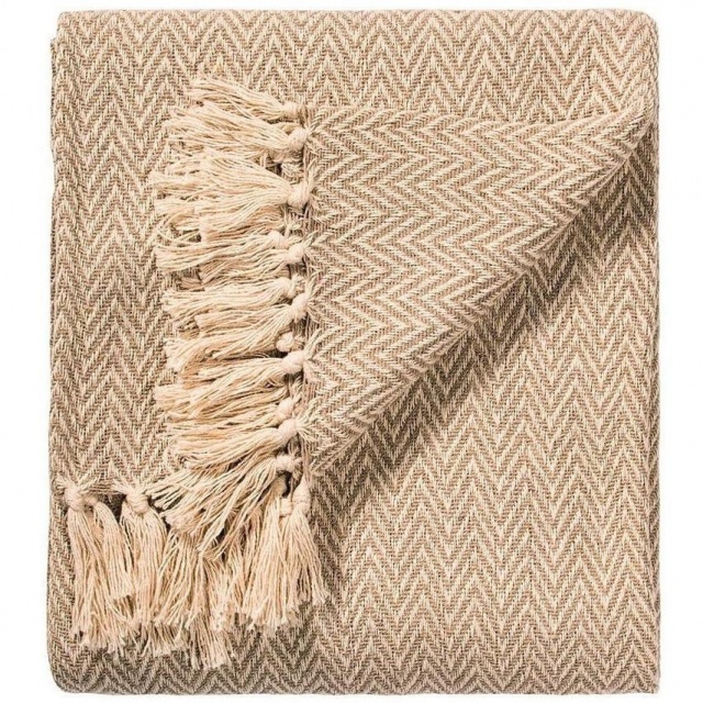 Natural Chevron Soft Cotton Handloom Blanket Throw  150cm x 125cm