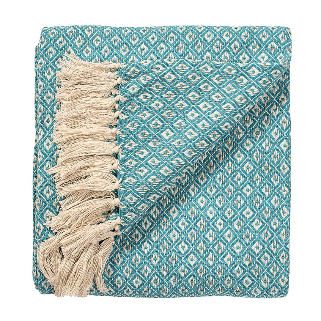 Black Diamond Weave Soft Cotton Handloom Blanket Throw 180cm X 130cm