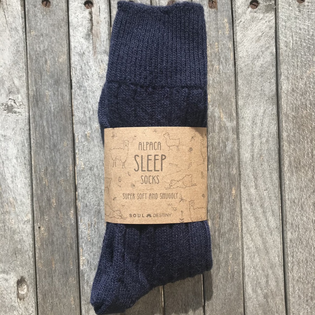 Navy Alpaca Bed Socks, Thick, soft and Warm, 90% Alpaca Wool Made in England